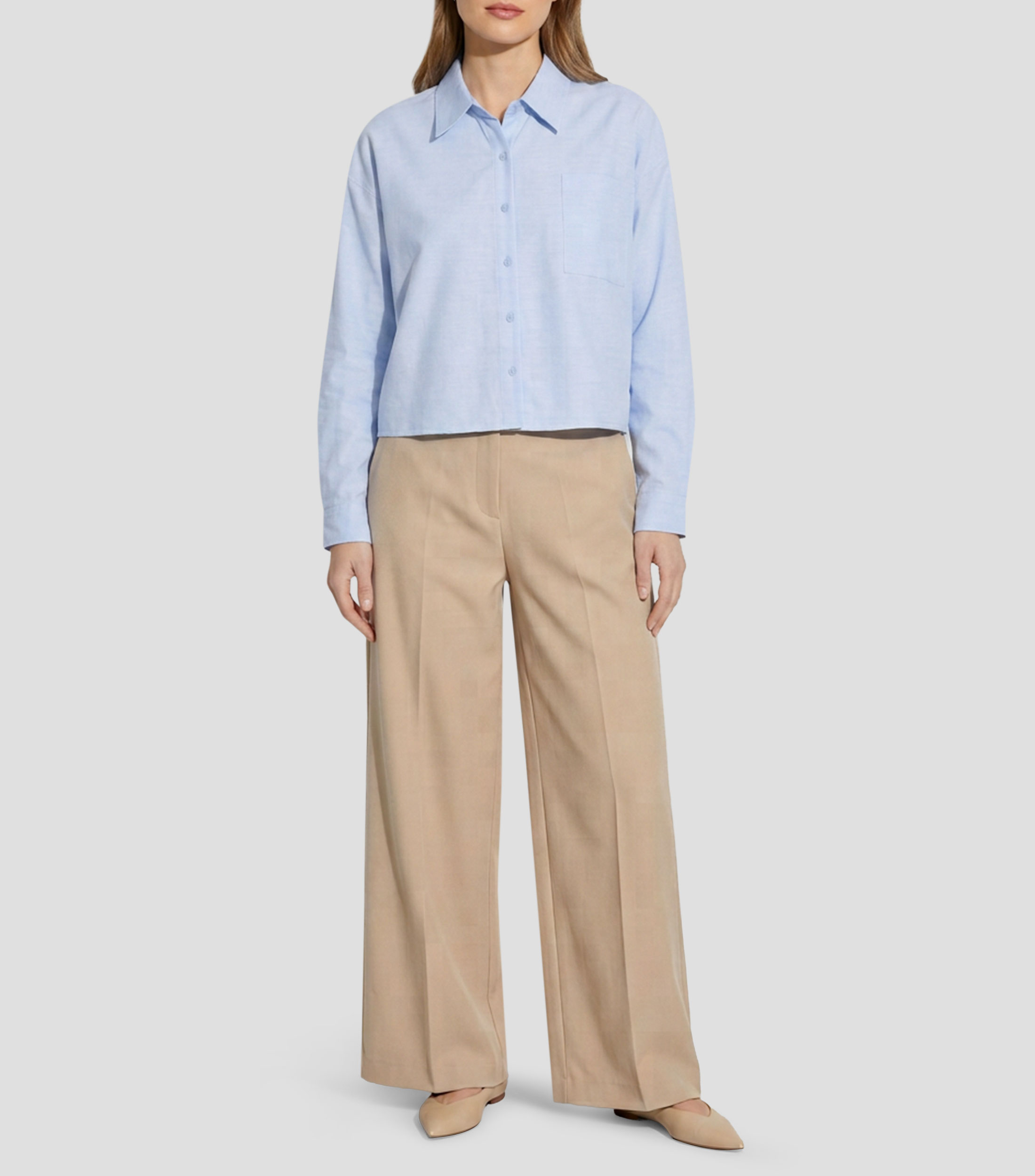 Camisa jaspeada manga larga Mujer
